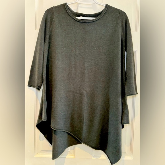 Joan Vass Studio Oversized Asymmetric Tunic – Dark Sage Green – Size M - Picture 2 of 14